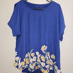 Apt 9  Blue Floral Short Sleeve Top